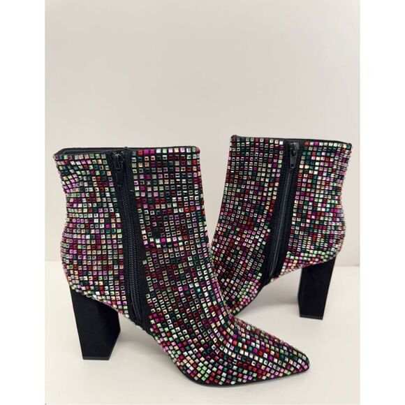 Wild Pair Dress Boots Multicolor Pointed Toe Block Heel Fashion Boots Size 9 NEW - Picture 9 of 10